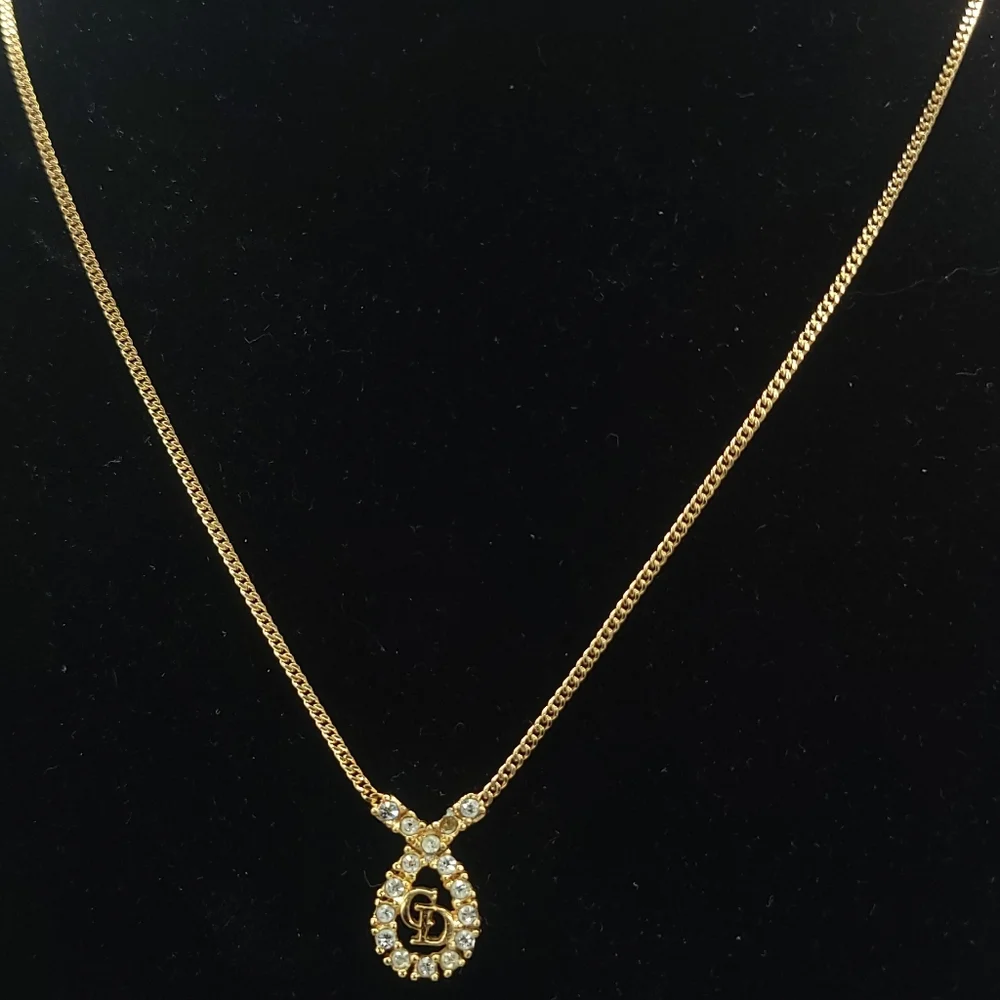 Dior Gold Necklace with Crystal Accents